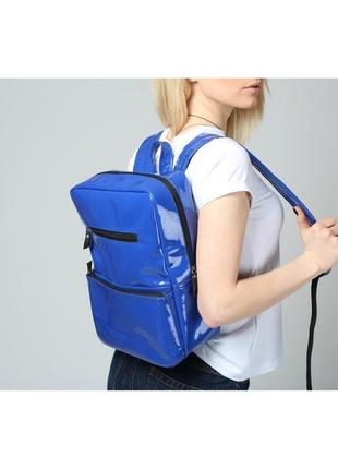 Вместительный женский рюкзак синего цвета1 фото