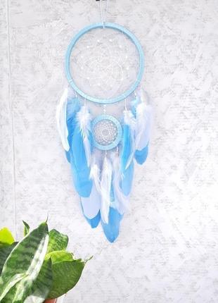 Блакитний ловец снів оберіг для дому, оригінальний подарунок4 фото