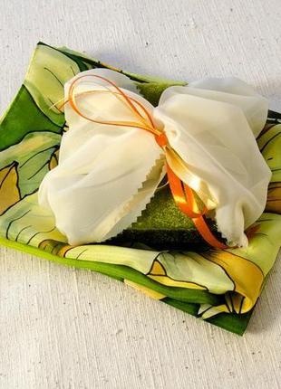 Батик платок с подсолнухами шелковый платок с росписью6 фото