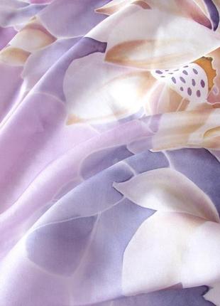 Платок шелковый пастельные цвета  белые лотосы2 фото