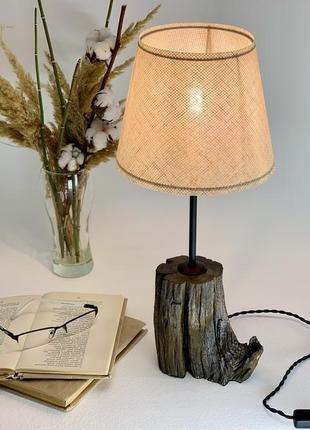 Сучасний дубовий світильник лампа з абажуром унікальний подарунок подарунок для мами1 фото