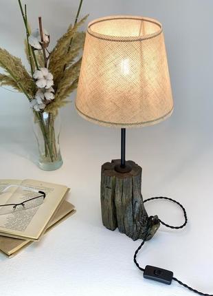 Сучасний дубовий світильник лампа з абажуром унікальний подарунок подарунок для мами8 фото