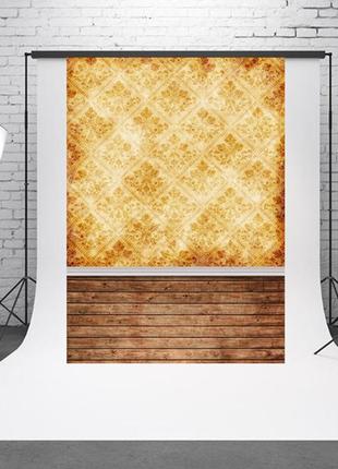 Фотофон, фон для фото вініловий текстурний 1.5×2.1 м вінтаж стіна + дерев'яна підлога (tbd04182918)1 фото