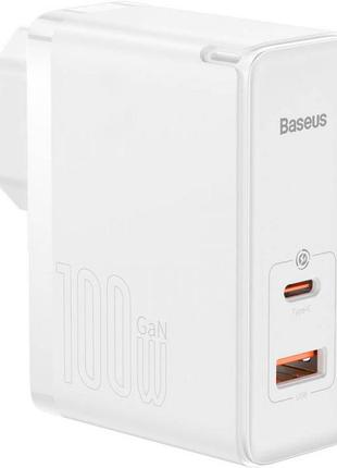 Сетевое зарядное устройство baseus gan5 pro fast charger type-c+usb 100w white (ccgp090202)