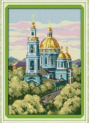 Набір для вишивання за нанесеною на канву схемою "building scenery". aida 14ct printed 29*40 см