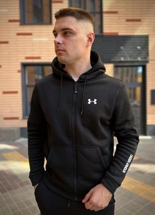 Зимова кофта на змійці з начосом under armour чорна rd272