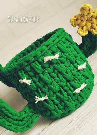 Корзинка кактус органайзер  корзина для хранения декор из трикотажной пряжи2 фото