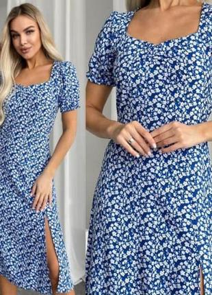 Жіноча літня сукня s-v 5/0041/21 плаття софт вільного крою сарафан з розрізом (s, m, l, хл  розміри)2 фото