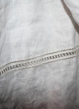 Льняной комплект постельного белья, белый с мережкой, евро5 фото