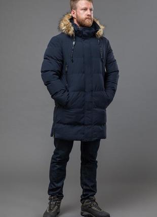 Темно-синя чоловіча зносостійка куртка на зиму модель 76420 (осталася тільки 50(l))4 фото
