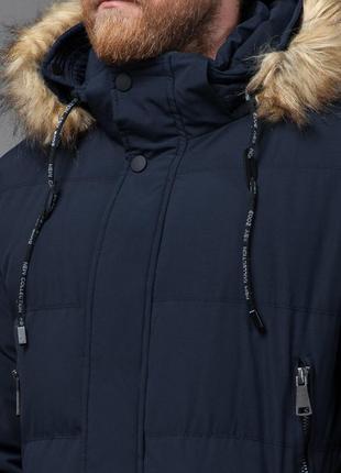 Темно-синя чоловіча зносостійка куртка на зиму модель 76420 (осталася тільки 50(l))6 фото