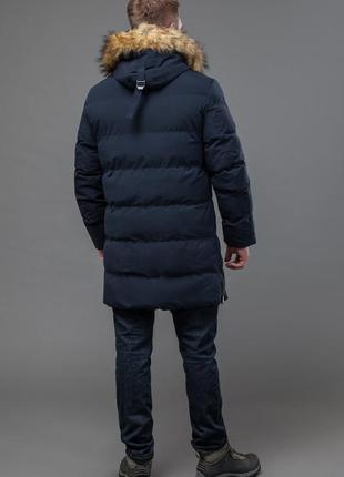 Темно-синя чоловіча зносостійка куртка на зиму модель 76420 (осталася тільки 50(l))5 фото