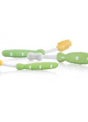 Набор зубных щеток, 3 этапа., nuby (зеленые)