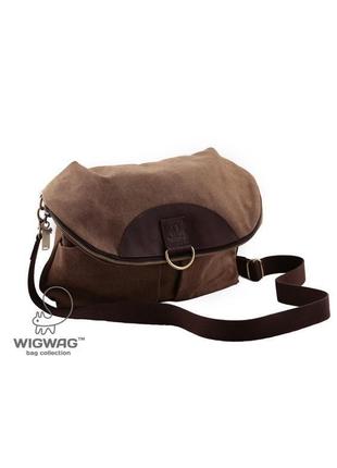 Женская сумка-рюкзак из канваса и натуральной кожи коричневого цвета