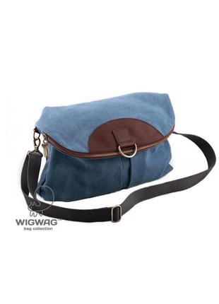 Сумка из голубого канваса и натуральной кожи, женская сумка-рюкзак2 фото
