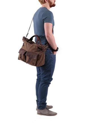 Чоловіча сумка через плече з кинувся і натуральної шкіри3 фото