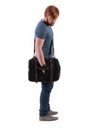 Мужская (женская) сумка-мессенджер из канваса и кожи5 фото