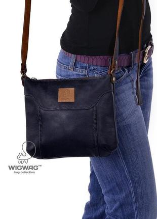 Женская сумочка из натуральной кожи темно-синего цвета