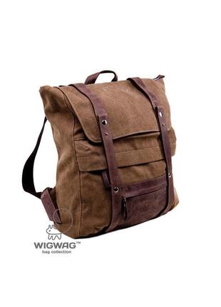 Мужской (женский) рюкзак из коричневого канваса и натуральной кожи1 фото