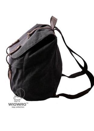Мужской рюкзак из канваса и натуральной кожи, темно-серый4 фото