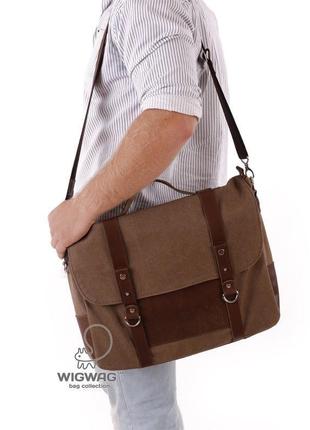 Чоловічий портфель з наваса і натуральної шкіри2 фото