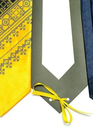 Краватка з вишивкою жовто-синій дует