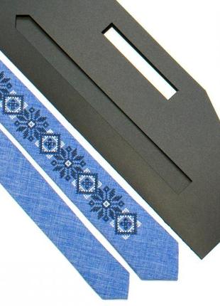 Узкий вышитый галстук №734, современной этно, подарок коллеге1 фото