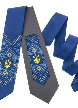 Вишиту краватку з тризубом №821, оригінальний подарунок колезі, сувенір з україни1 фото