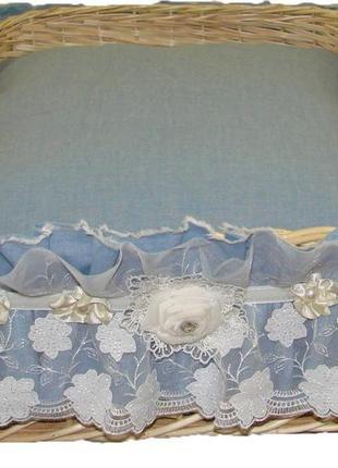 Плетеный лежак для собак "голубой прованс"2 фото