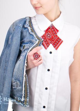 Кросс-галстук с вышивкой мавка, оригинальный подарок для женщины, сувенир из украины
