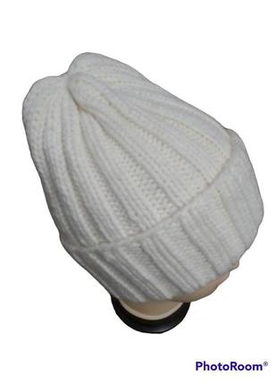 Біла шапка. сіра шапка. зимова шапка. тепла шапка ручної роботи1 фото