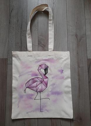 Эко-сумка из хлопка фламинго
