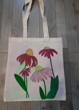 Эко-сумка из хлопка цветы полевые