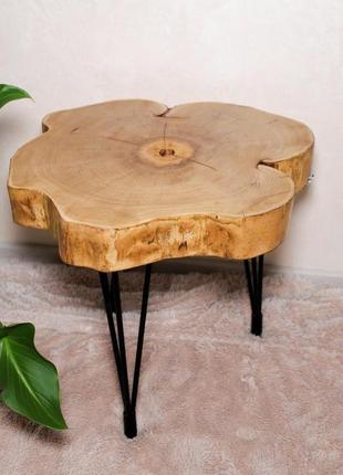 Дубовий журнальний столик з натурального дерева, прикроватний столик 50 см х 50 см2 фото