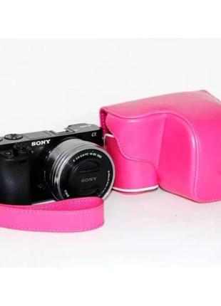 Защитный футляр - чехол для фотоаппаратов sony a6000, a6300, a6400, a6500 - розовый