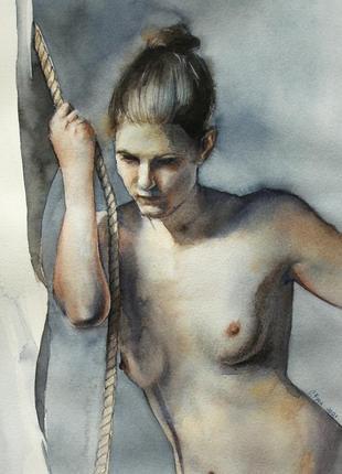Картина оголена дівчина акварель у рамці