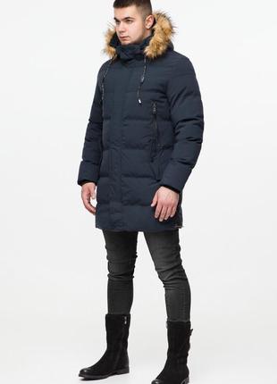 Темно-синя чоловіча молодіжна куртка зимова модель 25170 (клад тільки 50(l))4 фото