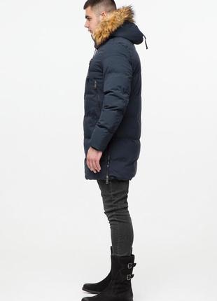 Темно-синя чоловіча молодіжна куртка зимова модель 25170 (клад тільки 50(l))5 фото