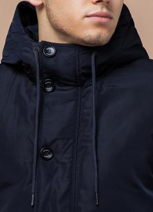Куртка-парка з капюшоном чоловіча темно-синя модель 4282 (остался тільки 46(s))6 фото