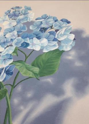 Нежная голубая гортензия, картина маслом на холсте, цветы, цветочная живопись.3 фото