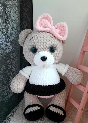 В'язана іграшка ведмедик, вязаная игрушка з гіпоалергенної плюшевої пряжі