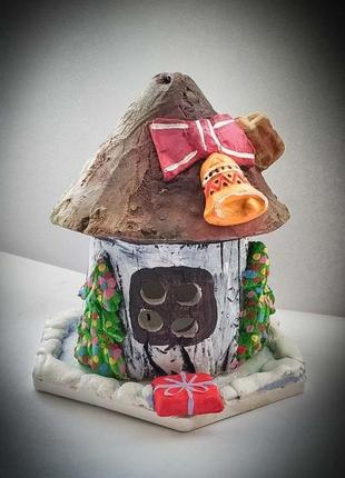 Свічник ручної роботи: "різдвяний будиночок лісових фей"2 фото