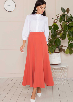 Женственная и элегантная длинная юбка оранжевый капучино1 фото