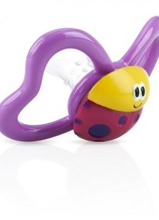 Пустышка анатомическая веселые жучки, 0-6 m, nuby (розовая)