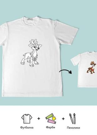 Набор футболка-раскраска "олень санты"2 фото