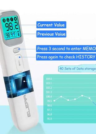 Бесконтактный термометр elera smart (th600 - 20a) инфракрасный термометр для тела и бытовых предметов4 фото