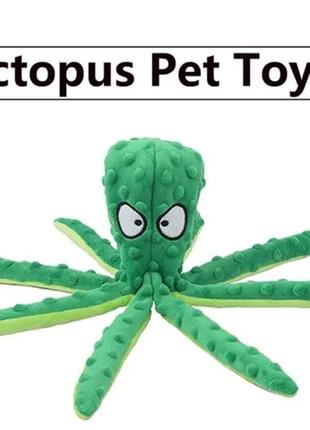 Плюшева іграшка для собак восьминіг із пискавкою зелений, velice3 фото