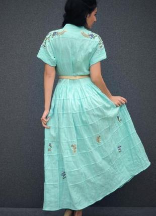 Платье в бохо-стиле с  вышивкой "нежная бирюза"4 фото