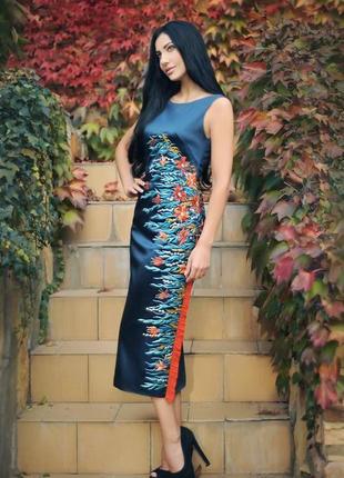 Нарядное вышитое платье "краски осени" вышиванка , нарядная вышиванка , платье на выпускной5 фото