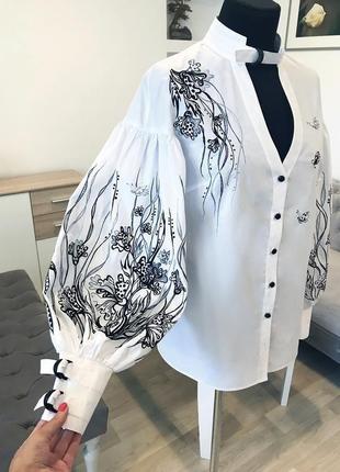Вышитая блуза "крылья бабочки"  белая блуза вышиванка4 фото